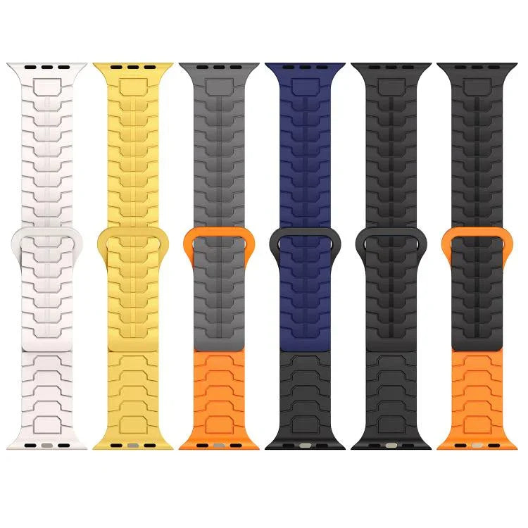 Steel Dragon Scale Magnetic Silicone Watch Band, For Apple Watch 46mm / 49mm / 45mm / 44mm