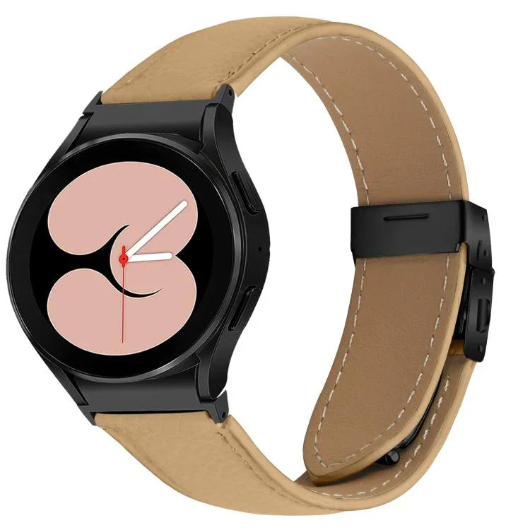Lychee Texture Black Turtle Back Buckle Leather Watch Band, For Samsung Galaxy Watch 7 40 / 44mm