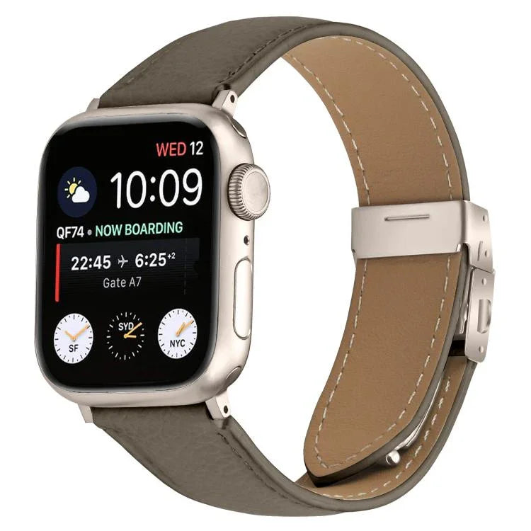 Lychee Texture Starlight Turtle Back Buckle Leather Watch Band, For Apple Watch 46mm / 49mm / 45mm / 44mm, For Apple Watch 42mm / 41mm / 40mm / 38mm
