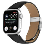 Lychee Texture Silver Turtle Back Buckle Leather Watch Band, For Apple Watch 46mm / 49mm / 45mm / 44mm, For Apple Watch 42mm / 41mm / 40mm / 38mm