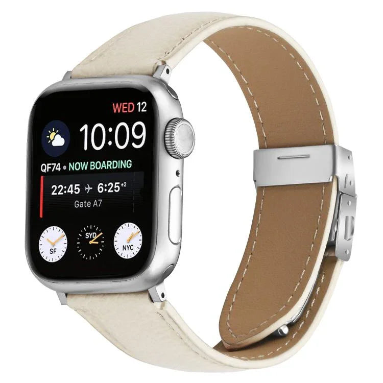 Lychee Texture Silver Turtle Back Buckle Leather Watch Band, For Apple Watch 46mm / 49mm / 45mm / 44mm, For Apple Watch 42mm / 41mm / 40mm / 38mm