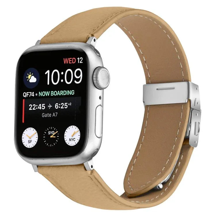 Lychee Texture Silver Turtle Back Buckle Leather Watch Band, For Apple Watch 46mm / 49mm / 45mm / 44mm, For Apple Watch 42mm / 41mm / 40mm / 38mm
