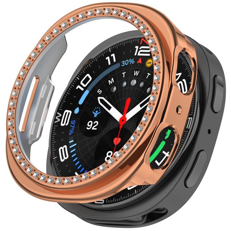 Single Row Diamond Half Coverage Hollow PC Watch Case, For Samsung Galaxy Watch 8 44mm, For Samsung Galaxy Watch 8 40mm