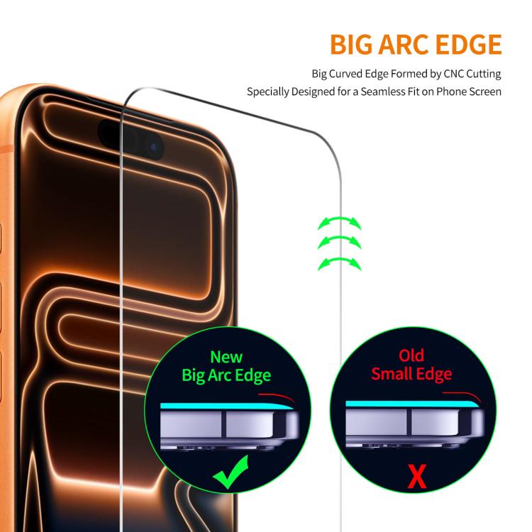ENKAY Thickened Glue No White Edge 9H Big Arc Edge High Aluminum-silicon Tempered Glass Film, For iPhone 18 Pro, For iPhone 18 Pro Max, For iPhone 17, For iPhone Air, For iPhone 17 Pro, For iPhone 17 Pro Max