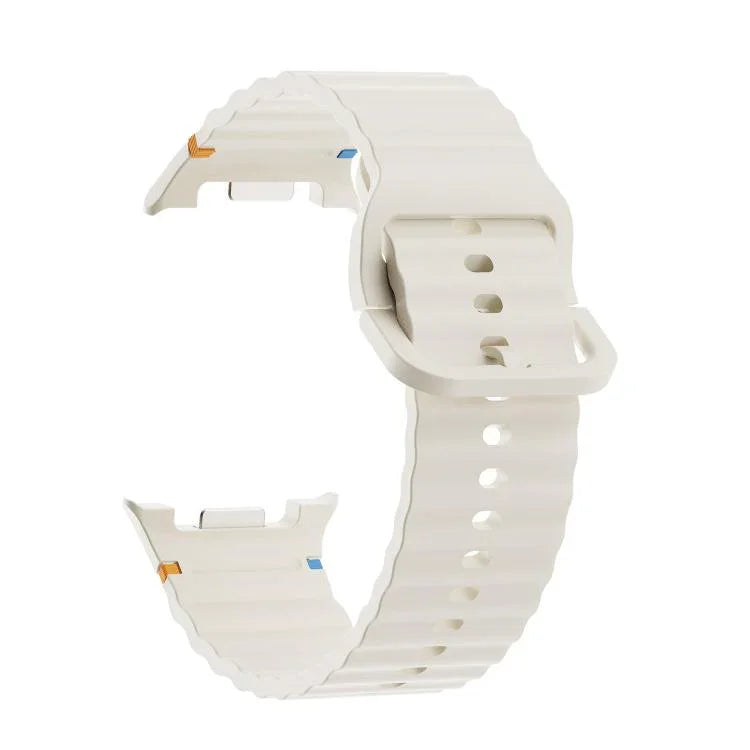 Wavy Grain Stitched Color Buckle Silicone Watch Band, For Samsung Galaxy Watch8 / Watch8 Classic