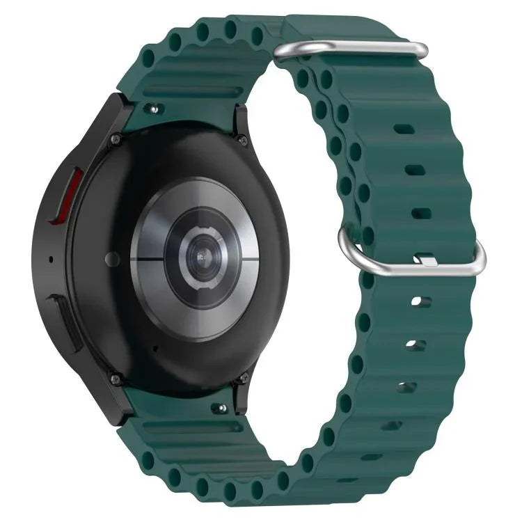 Marine Silver Buckle Silicone Watch Band, For Samsung Galaxy Watch 7 40 / 44mm