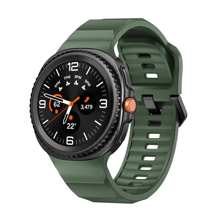 Wave Black Buckle Silicone Watch Band, For Samsung Galaxy Watch8 / Watch8 Classic