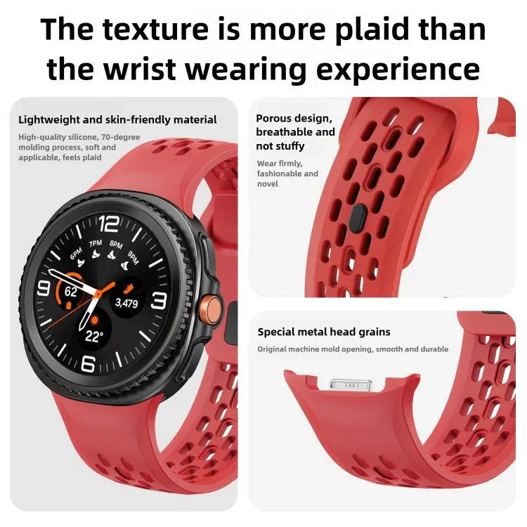 Hole Style Black Reverse Buckle Silicone Watch Band, For Samsung Galaxy Watch8 / Watch8 Classic