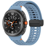 Magnetic Black Buckle Breathable Stitched Silicone Watch Band, For Samsung Galaxy Watch8 / Watch8 Classic