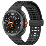 Magnetic Black Buckle Breathable Stitched Silicone Watch Band, For Samsung Galaxy Watch8 / Watch8 Classic