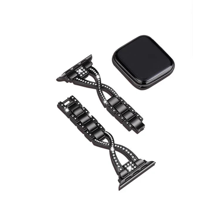 Crossed Diamond Zinc Alloy Watch Band, For Apple Watch 46mm / 49mm / 45mm / 44mm, For Apple Watch 42mm / 41mm / 40mm / 38mm