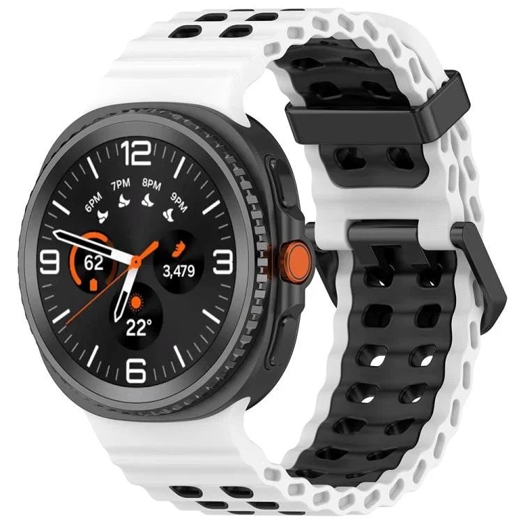 Marine Dual Buckle Two Color Silicone Watch Band, For Samsung Galaxy Watch8 / Watch8 Classic