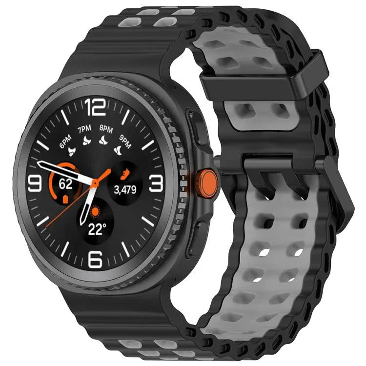 Marine Dual Buckle Two Color Silicone Watch Band, For Samsung Galaxy Watch8 / Watch8 Classic