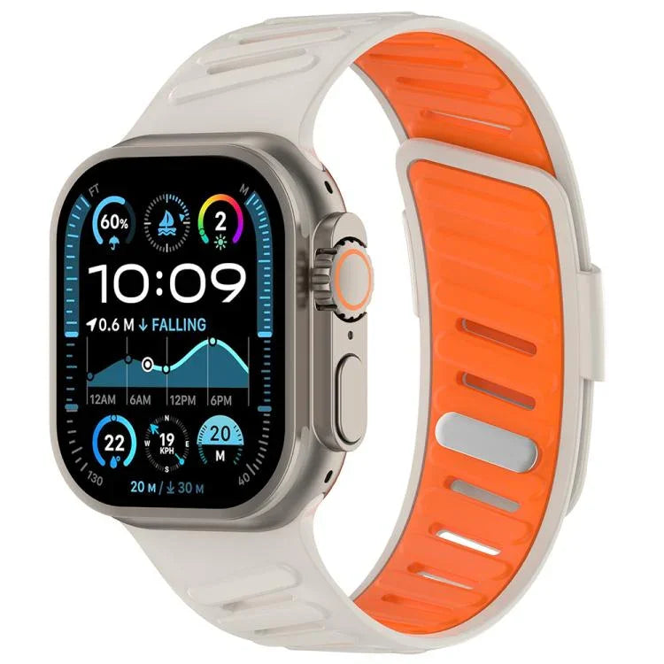 Oblique Buckle Breathable Two-Color Silicone Watch Band, For Apple Watch 46mm / 49mm / 45mm / 44mm