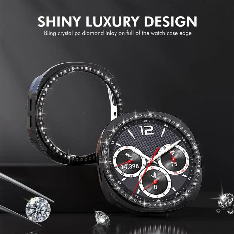 ENKAY Hat-Prince Diamond PC Watch Cover with Full Coverage PMMA Soft Film, For Samsung Galaxy Watch8 44mm, For Samsung Galaxy Watch8 40mm