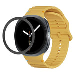 Rhombic Texture Bezel and Wavy Grain Stitched Color Buckle Silicone Watch Band, For Samsung Galaxy Watch8 44mm, For Samsung Galaxy Watch8 40mm