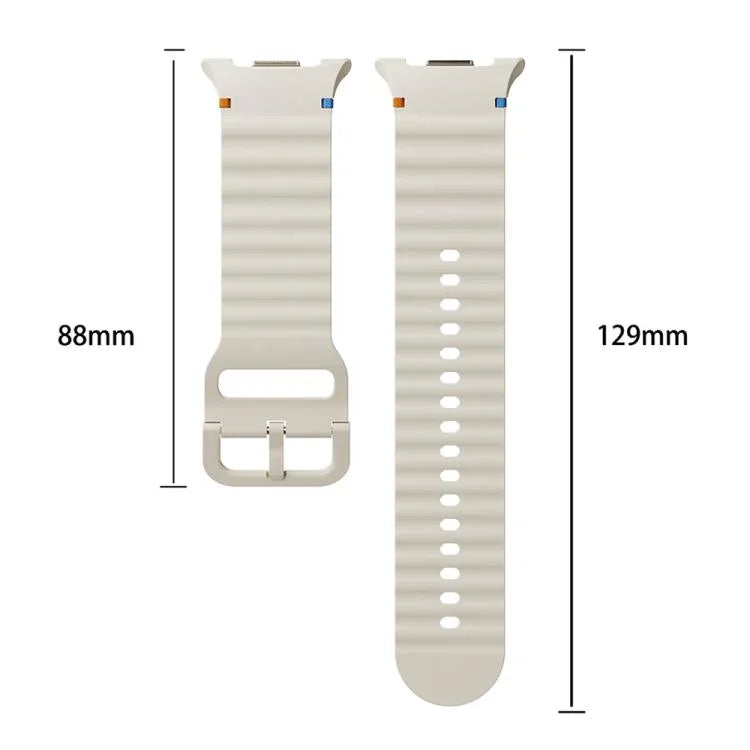 Rhombic Texture Bezel and Wavy Grain Stitched Color Buckle Silicone Watch Band, For Samsung Galaxy Watch8 44mm, For Samsung Galaxy Watch8 40mm