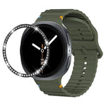 Diamond Bezel and Wavy Grain Stitched Color Buckle Silicone Watch Band, For Samsung Galaxy Watch8 44mm, For Samsung Galaxy Watch8 40mm