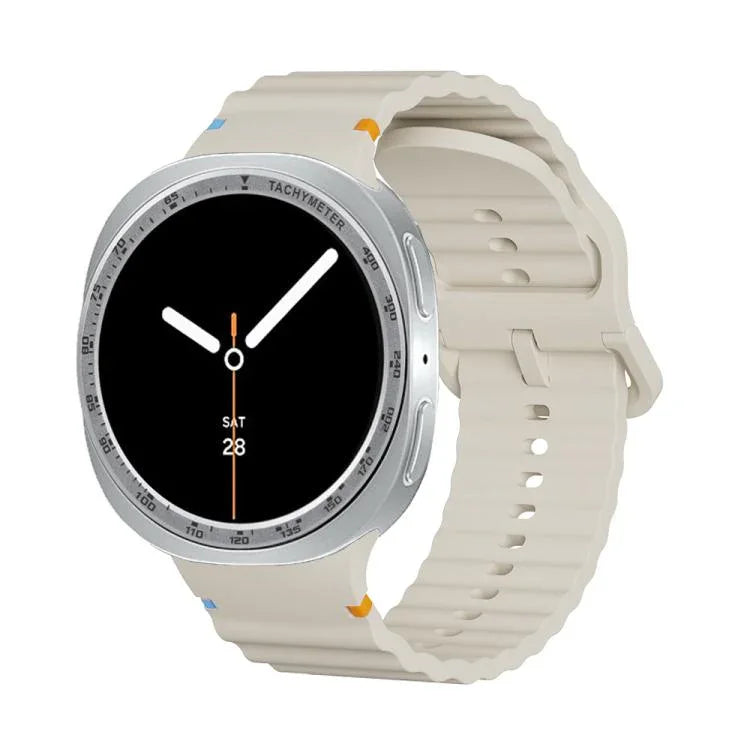 Speed Bezel and Wavy Grain Stitched Color Buckle Silicone Watch Band, For Samsung Galaxy Watch8 44mm, For Samsung Galaxy Watch8 40mm