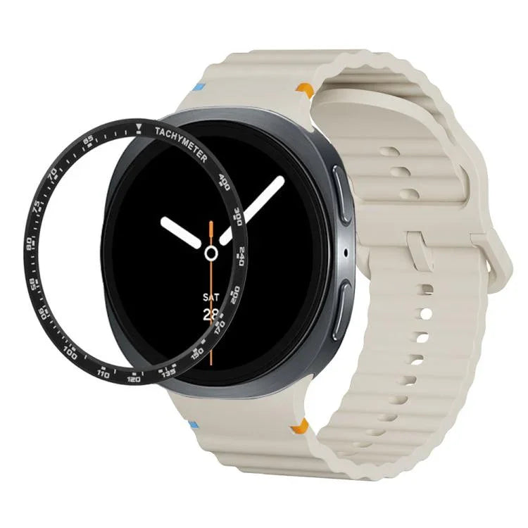 Speed Bezel and Wavy Grain Stitched Color Buckle Silicone Watch Band, For Samsung Galaxy Watch8 44mm, For Samsung Galaxy Watch8 40mm