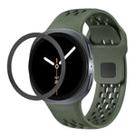 Rhombic Texture Bezel and Black Reverse Buckle Silicone Watch Band, For Samsung Galaxy Watch8 44mm, For Samsung Galaxy Watch8 40mm