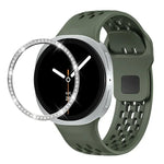 Diamond Bezel and Black Reverse Buckle Silicone Watch Band, For Samsung Galaxy Watch8 44mm, For Samsung Galaxy Watch8 40mm