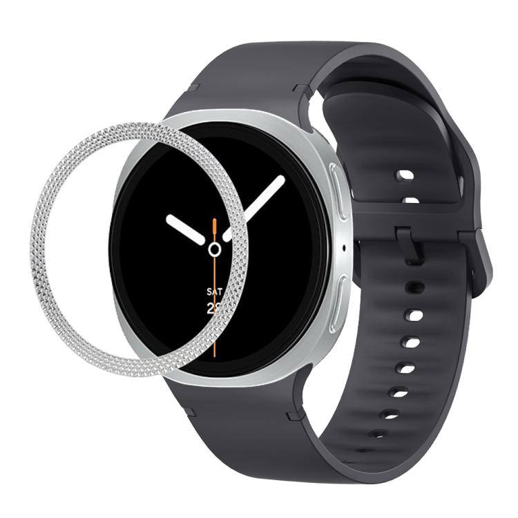 Rhombic Texture Bezel and Solid Color Stitched Silicone Watch Band, For Samsung Galaxy Watch8 44mm, For Samsung Galaxy Watch8 40mm