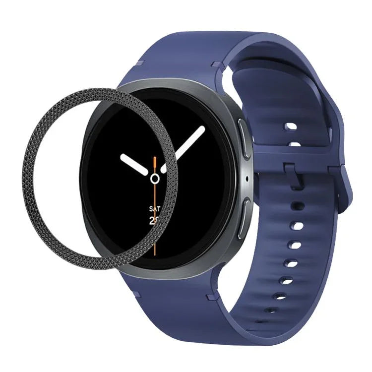Rhombic Texture Bezel and Solid Color Stitched Silicone Watch Band, For Samsung Galaxy Watch8 44mm, For Samsung Galaxy Watch8 40mm