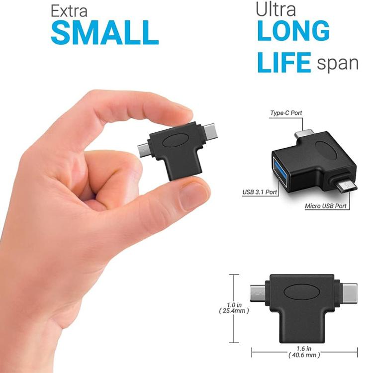 JUNSUNMAY 2 in 1 OTG Converter USB 3.0 to Micro USB and Type-C Adapter, 2 in 1