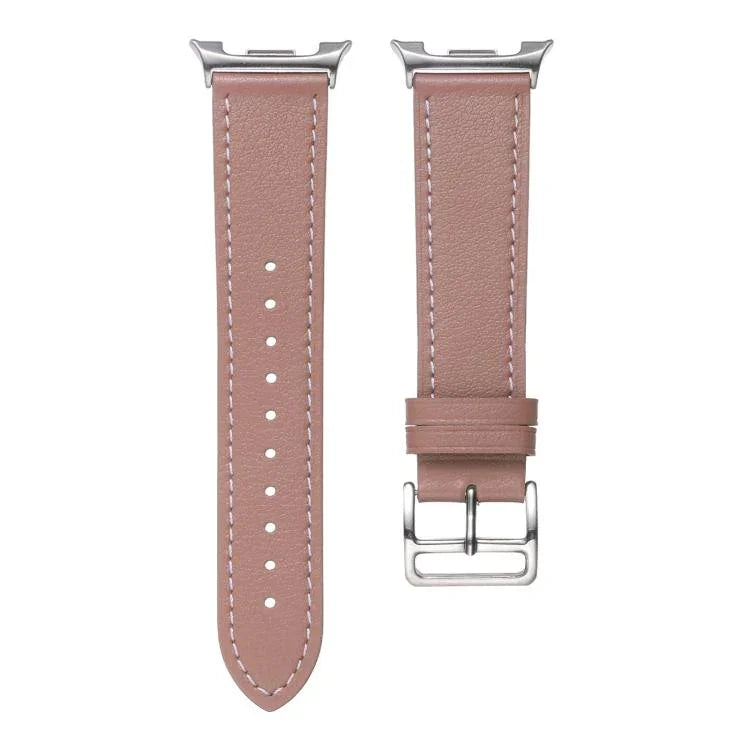 Stainless Steel Silver Buckle Genuine Leather Watch Band, For Samsung Galaxy Watch8 / Watch8 Classic