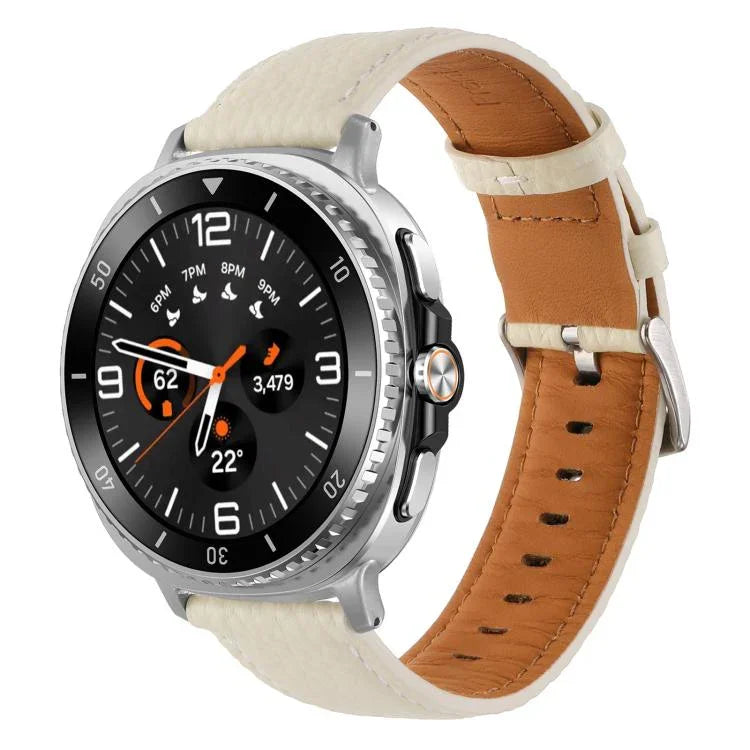 Lychee Texture Genuine Leather Watch Band, For Samsung Galaxy Watch8 / Watch8 Classic