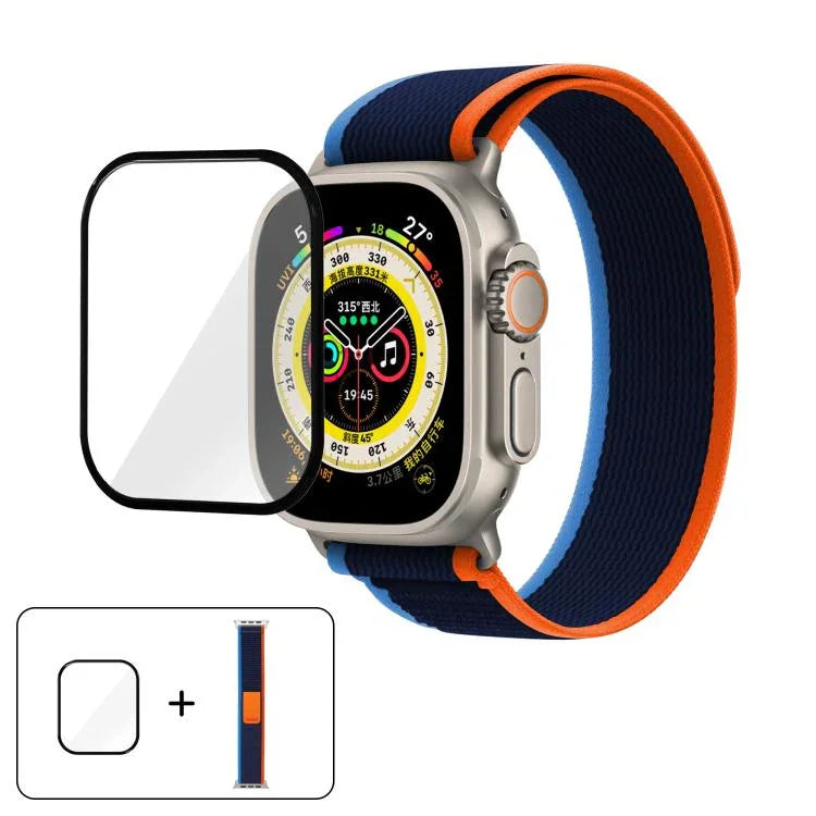 Wild Path Loop Nylon Watch Band with 3D Curved Film, For Apple Watch Series 9 / 8 / 7 41mm, For Apple Watch 3 / 2 / 1 38mm, For Apple Watch 3 / 2 / 1 42mm