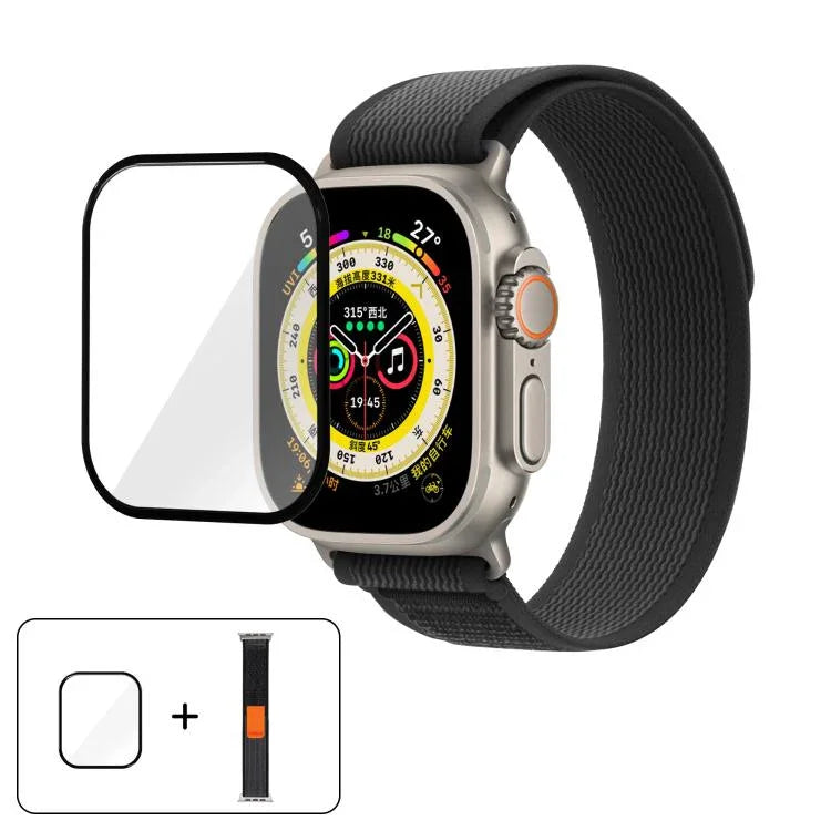 Wild Path Loop Nylon Watch Band with 3D Curved Film, For Apple Watch Series 9 / 8 / 7 41mm, For Apple Watch 3 / 2 / 1 38mm, For Apple Watch 3 / 2 / 1 42mm