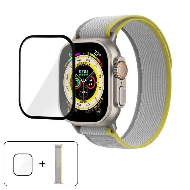 Wild Path Loop Nylon Watch Band with 3D Curved Film, For Apple Watch Series 9 / 8 / 7 41mm, For Apple Watch 3 / 2 / 1 38mm, For Apple Watch 3 / 2 / 1 42mm