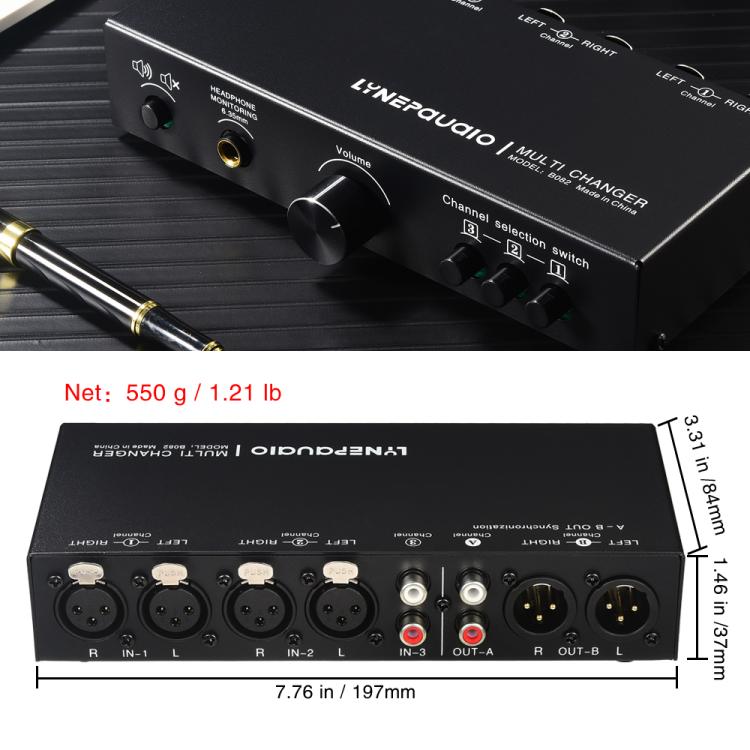 B082 3 Input 3 Output Audio Signal Selector Balanced Line Switcher, B082