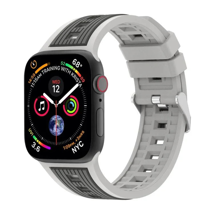 Two-Tone Vertical Stripe Silicone Watch Band, For Apple Watch 46mm / 49mm / 45mm / 44mm, For Apple Watch 42mm / 41mm / 40mm / 38mm