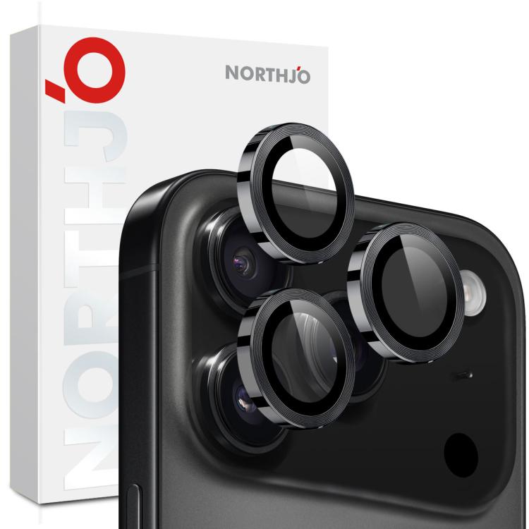 NORTHJO Camera Lens Protector CD Metal Ring Tempered Glass Film, For iPhone 17 Pro / 17 Pro Max