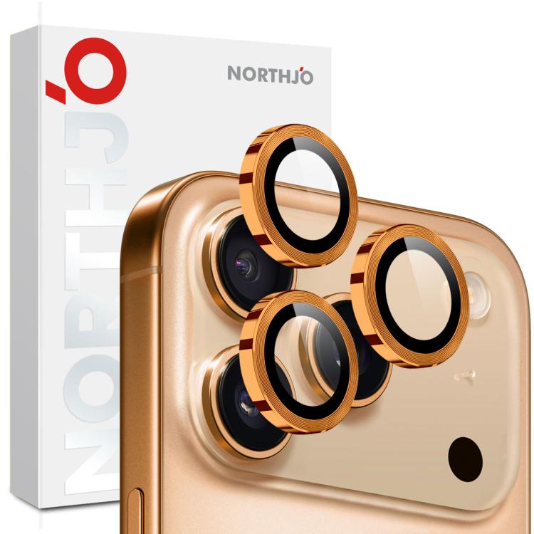 NORTHJO Camera Lens Protector CD Metal Ring Tempered Glass Film, For iPhone 17 Pro / 17 Pro Max