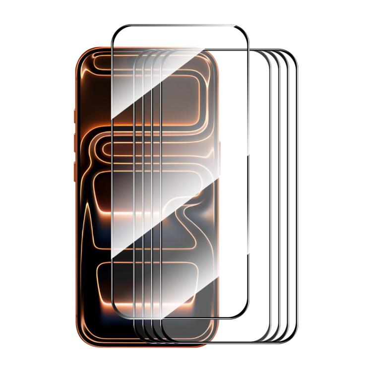 5pcs ENKAY Thickened Glue No White Edge High Aluminum-silicon Tempered Glass Film, For iPhone 17 Pro Max, For iPhone 17 Pro, For iPhone 17, For iPhone Air