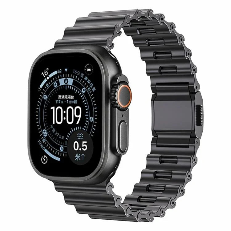 Ocean Wave Magnetic Buckle Stainless Steel Watch Band, For Apple Watch 46mm / 49mm / 45mm / 44mm