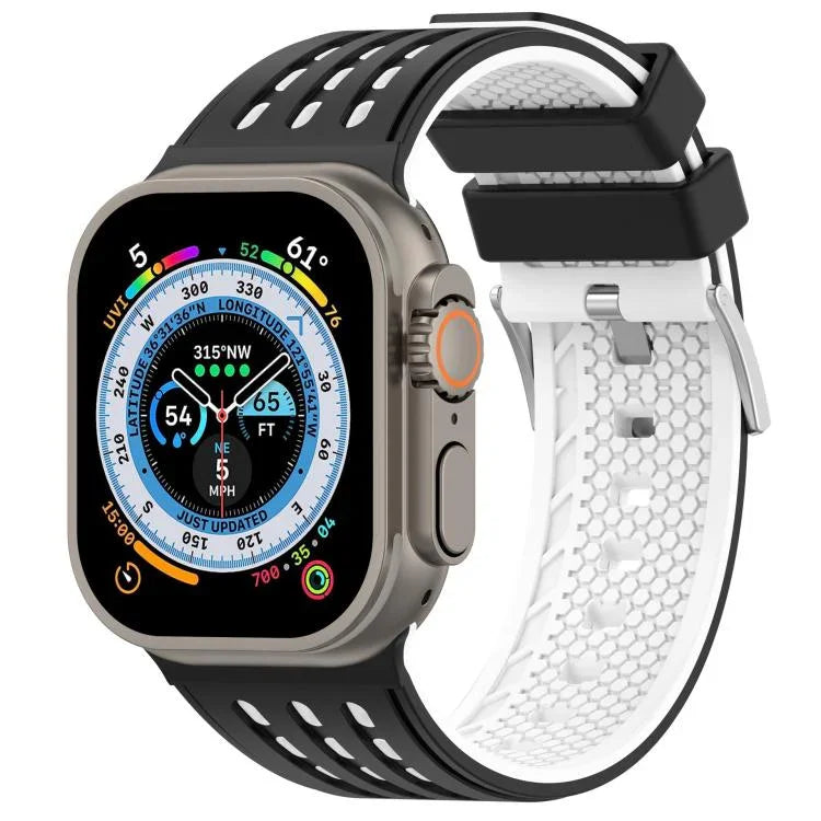 Vertical Holes Dual-Color Breathable Silicone Watch Band, For Apple Watch 46mm/ 49mm / 45mm / 44mm