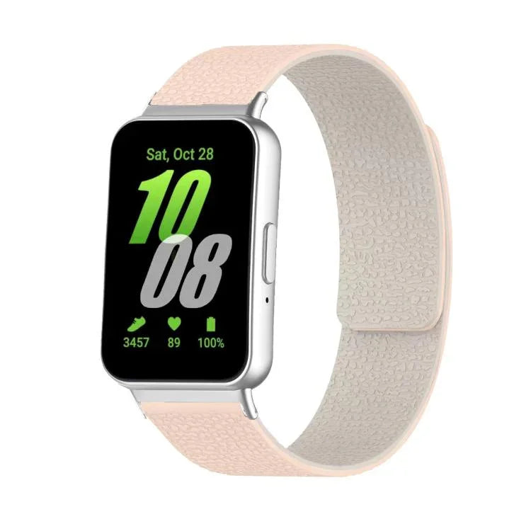 Lychee Texture Soft Magnetic Silicone Watch Band, For Samsung Galaxy Fit3