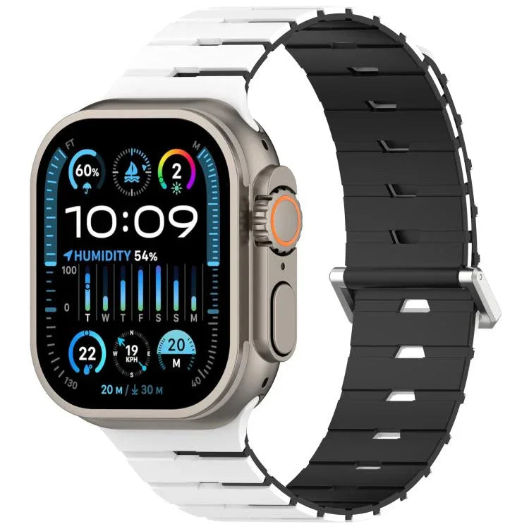 Melodica-Style Magnetic Dual-Color Silicone Watch Band, For Apple Watch 46mm / 49mm / 45mm / 44mm, For Apple Watch 42mm / 41mm / 40mm / 38mm