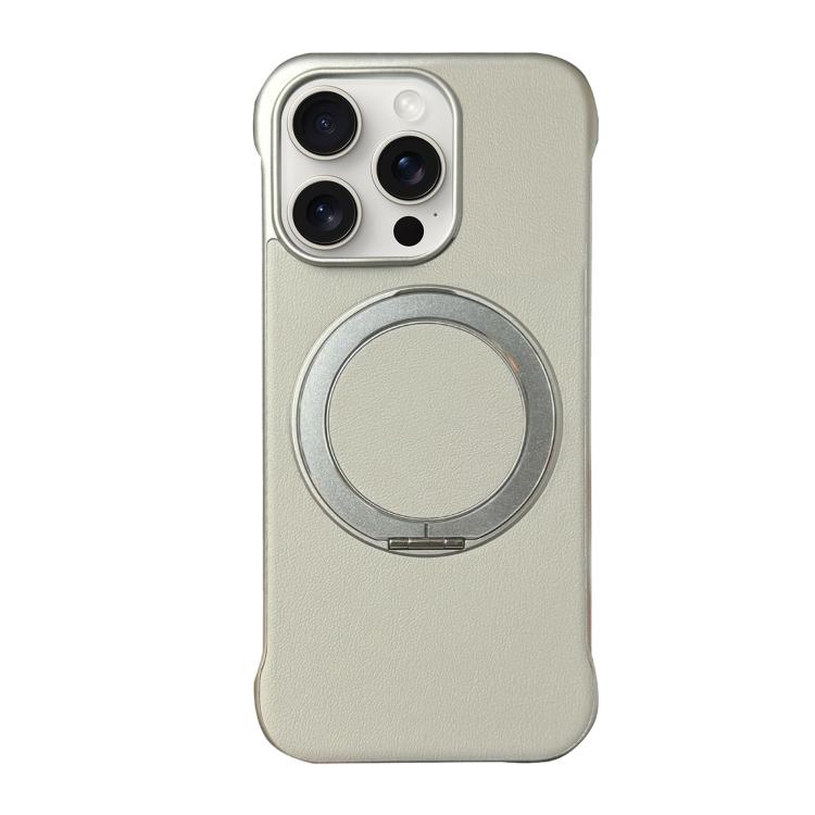 Frameless Leather-Skin PC MagSafe Holder Phone Case, For iPhone 16 Plus, For iPhone 16, For iPhone 15 Pro Max, For iPhone 15 Pro, For iPhone 15 Plus, For iPhone 15