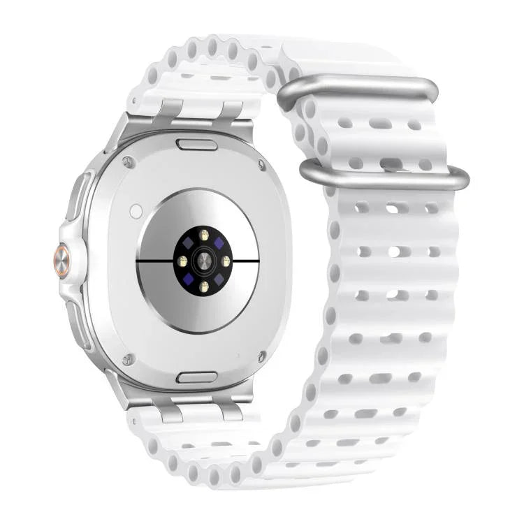 Ocean Breathable Holes Silver Ring Buckle Silicone Watch Band, For Samsung Galaxy Watch8 / Watch8 Classic
