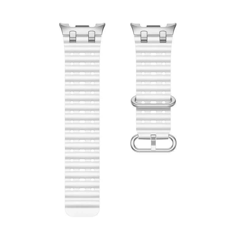 Ocean Breathable Holes Silver Ring Buckle Silicone Watch Band, For Samsung Galaxy Watch8 / Watch8 Classic