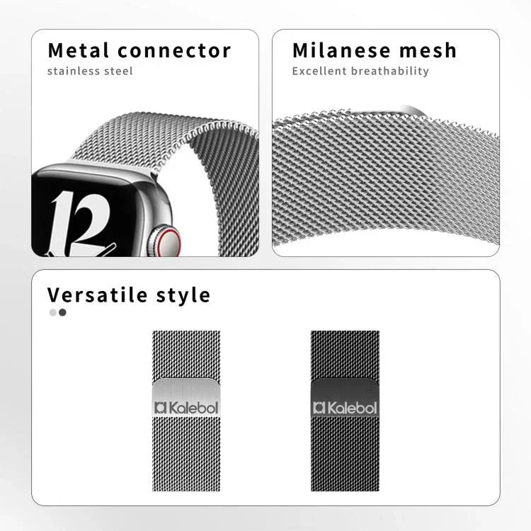 Kalebol Magnetic Stainless Steel Watch Band, For Apple Watch 46mm / 49mm / 45mm / 44mm, For Apple Watch 42mm / 41mm / 40mm / 38mm
