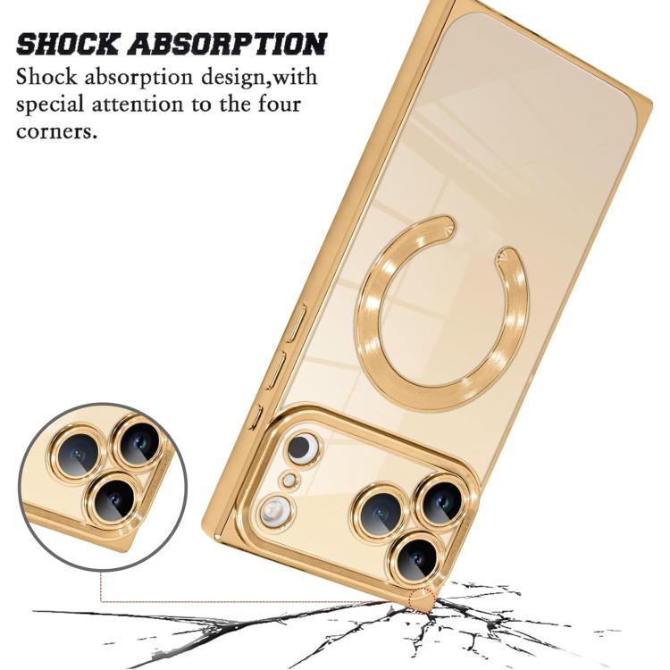 Right Angle Square Electroplated CD Pattern TPU MagSafe Phone Case, For iPhone 17 Pro Max, For iPhone 17 Pro, For iPhone 17, For iPhone Air, For iPhone 16 Pro Max, For iPhone 16 Pro
