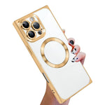 Right Angle Square Electroplated CD Pattern TPU MagSafe Phone Case, For iPhone 17 Pro Max, For iPhone 17 Pro, For iPhone 17, For iPhone Air, For iPhone 16 Pro Max, For iPhone 16 Pro