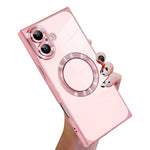 Right Angle Square Electroplated CD Pattern TPU MagSafe Phone Case, For iPhone 16 Plus, For iPhone 16, For iPhone 15 Pro Max, For iPhone 15 Pro, For iPhone 15 Plus, For iPhone 15